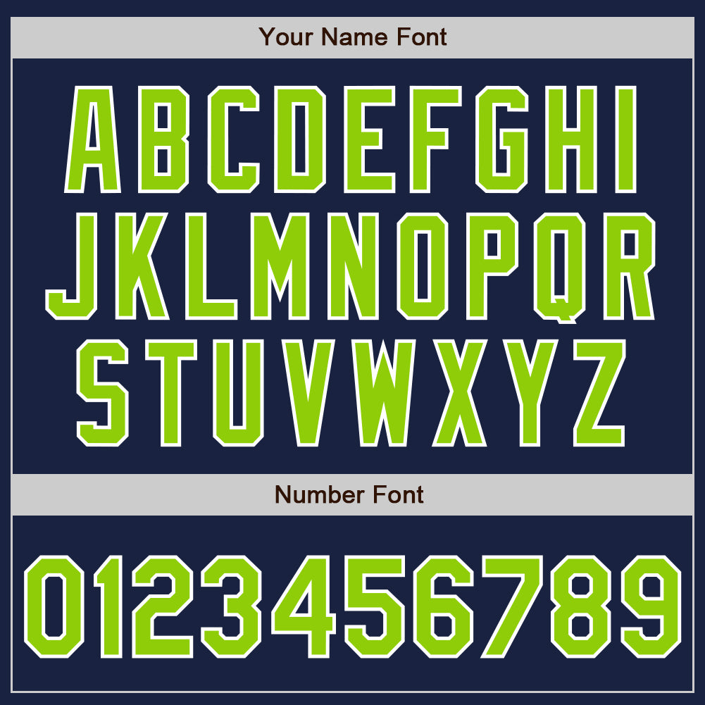 Custom Navy Neon Green-White Authentic Baseball Jersey