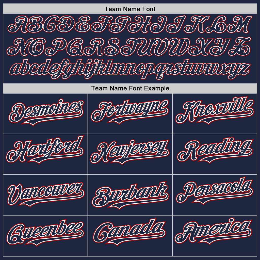 Custom Navy White-Red Authentic Baseball Jersey