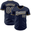 Custom Navy White-Old Gold Authentic Baseball Jersey