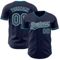 Custom Navy White-Teal Authentic Baseball Jersey
