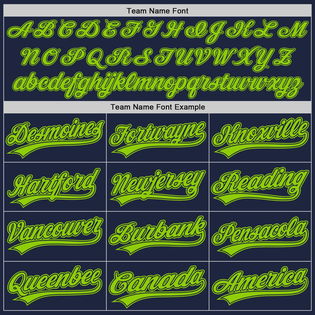 Custom Navy Neon Green Authentic Baseball Jersey