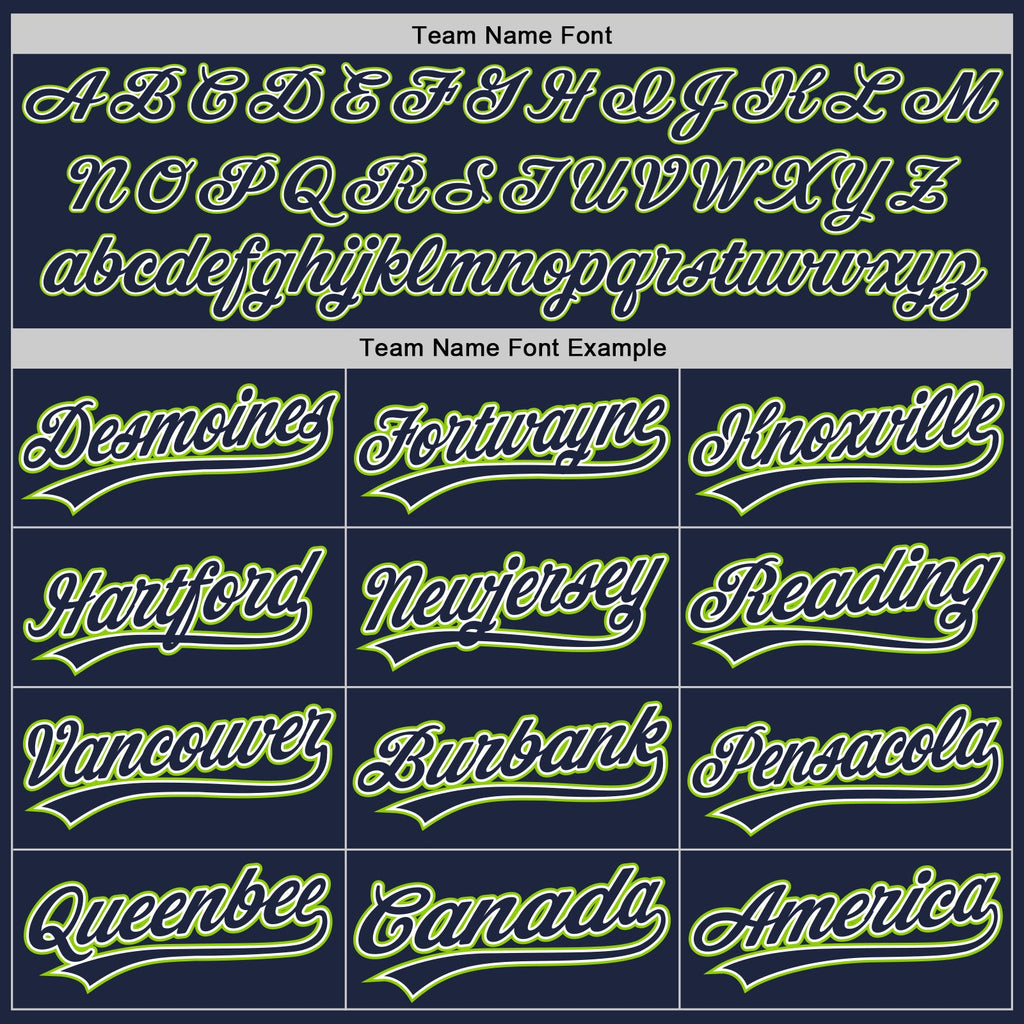 Custom Navy White-Neon Green Authentic Baseball Jersey