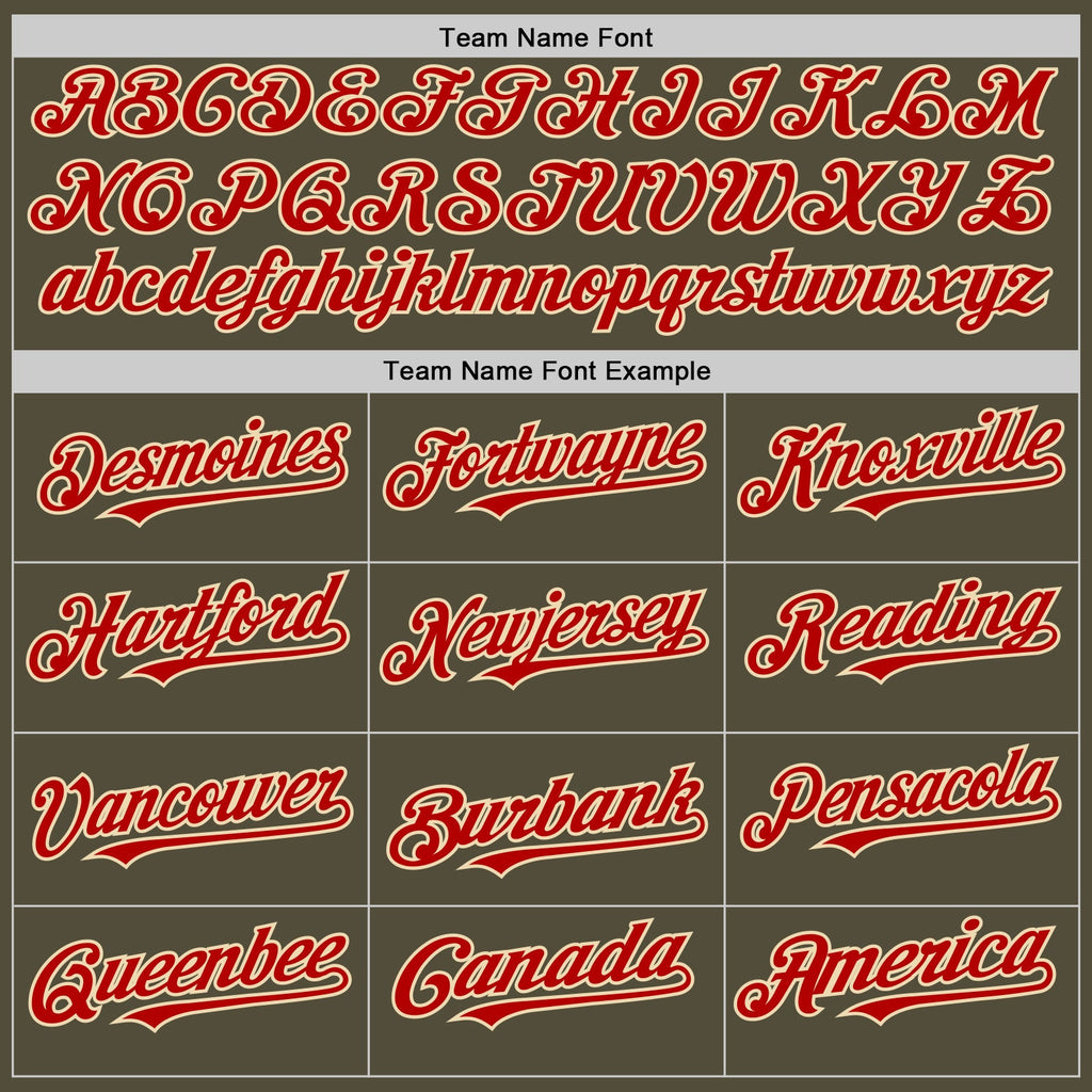Custom Olive Red-Cream Mesh Authentic Throwback Salute To Service Baseball Jersey