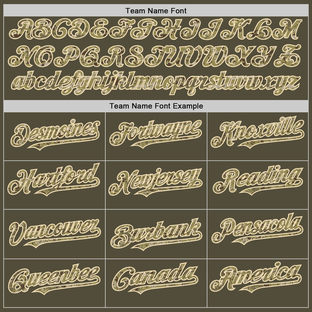 Custom Olive Camo-Cream Mesh Authentic Throwback Salute To Service Baseball Jersey