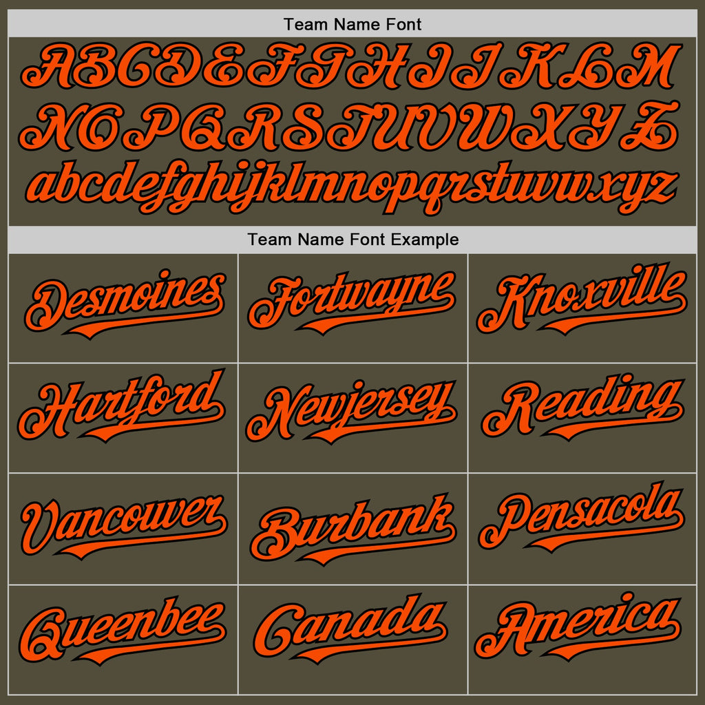 Custom Olive Black-Orange Mesh Authentic Throwback Salute To Service Baseball Jersey