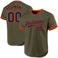 Custom Olive Navy-Orange Authentic Throwback Salute To Service Baseball Jersey