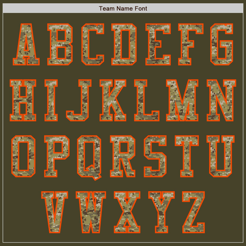 Custom Olive Camo-Orange Authentic Salute To Service Baseball Jersey