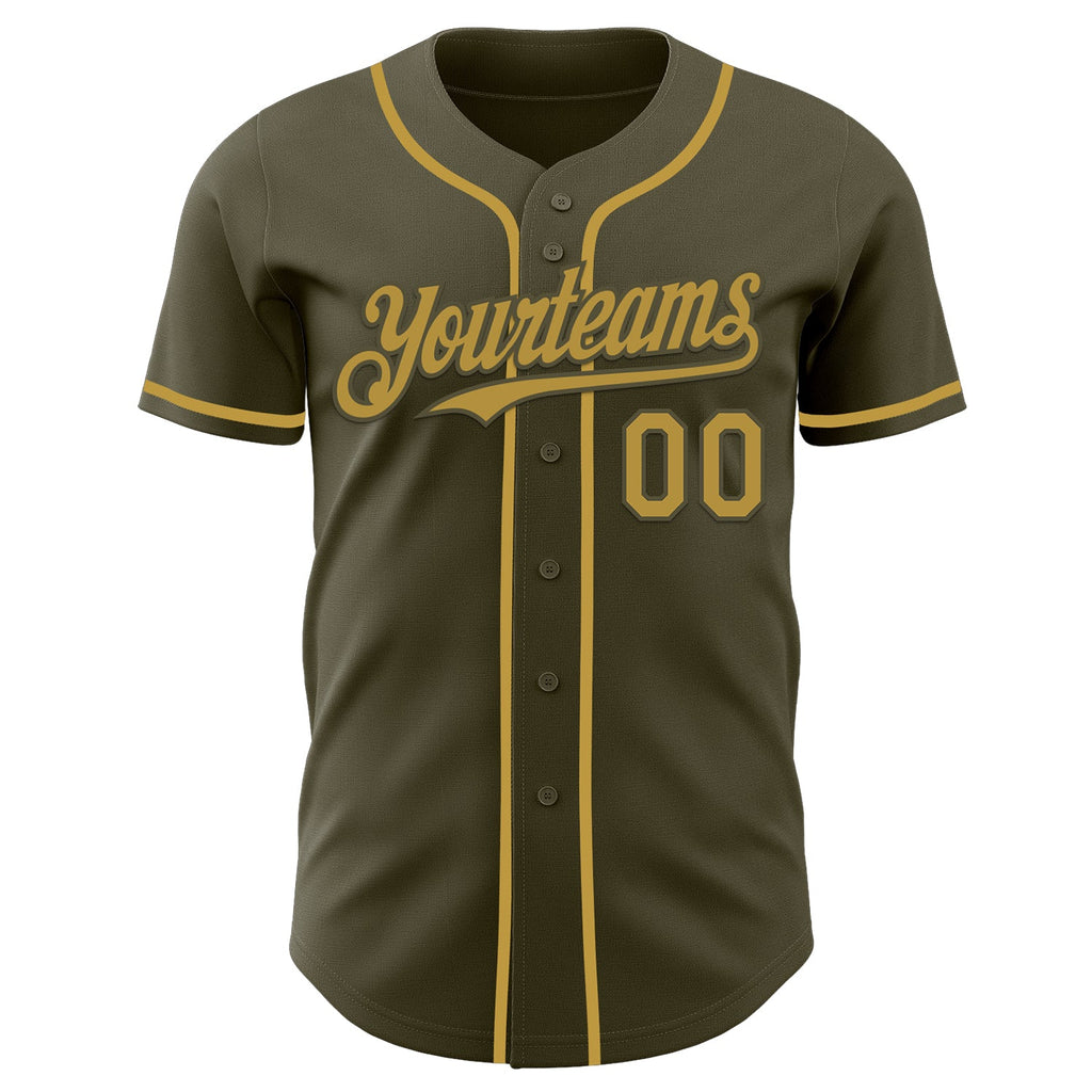 Custom Olive Old Gold Authentic Salute To Service Baseball Jersey