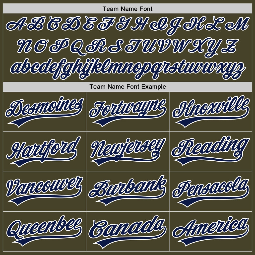 Custom Olive Navy-White Authentic Baseball Jersey