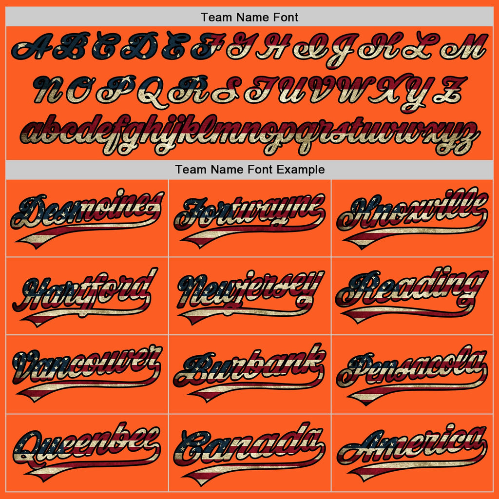 Custom Orange Vintage USA Flag-Black Authentic Throwback Baseball Jersey