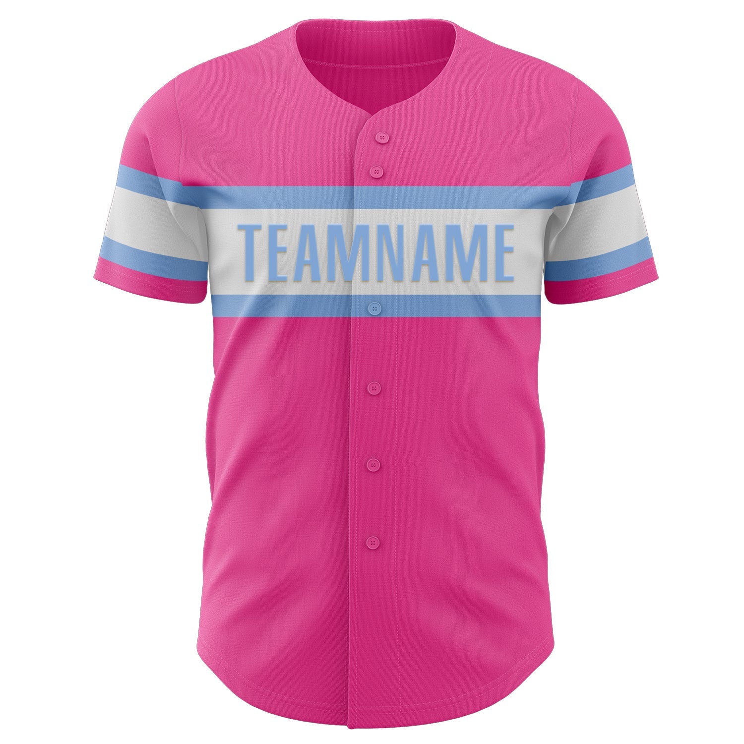 Custom Pink White-Light Blue Authentic Baseball Jersey