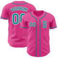 Custom Pink Teal-White Authentic Baseball Jersey