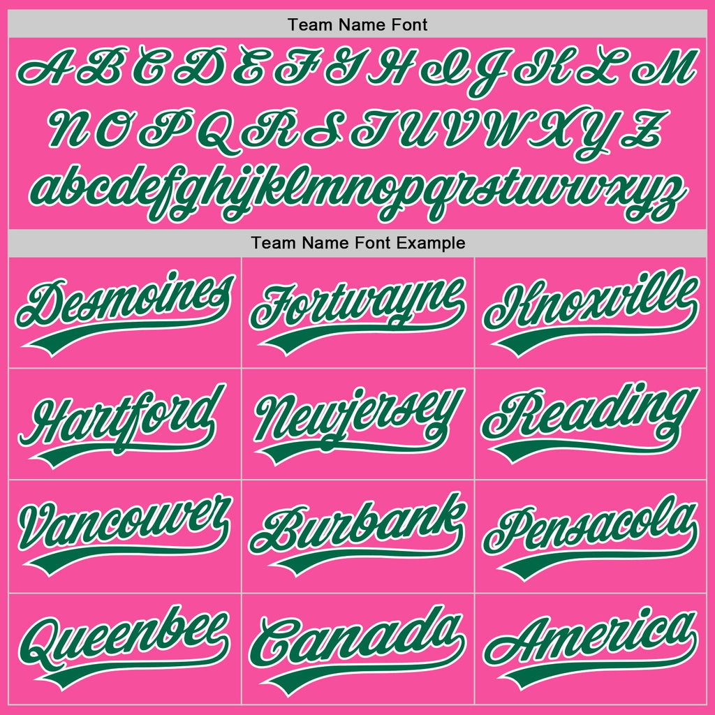 Custom Pink Kelly Green-White Authentic Baseball Jersey