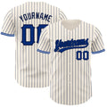 Custom Cream Navy Pinstripe Royal Navy-White Authentic Baseball Jersey