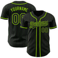 Custom Black Neon Green Pinstripe Neon Green Authentic Baseball Jersey