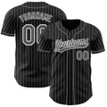 Custom Black White Pinstripe Steel Gray-White Authentic Baseball Jersey