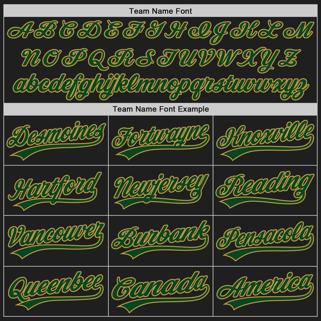 Custom Black Cream Pinstripe Green-Old Gold Authentic Baseball Jersey
