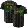 Custom Black Cream Pinstripe Green-Old Gold Authentic Baseball Jersey