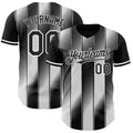 Custom Black-White Gradient Classic Vertical Stripe Authentic Baseball Jersey