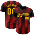 Custom Black Gold-Red Gradient Classic Vertical Stripe Authentic Baseball Jersey