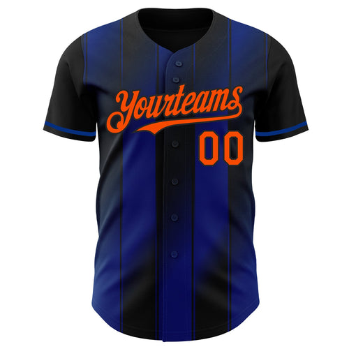 Custom Black Orange-Royal Gradient Classic Vertical Stripe Authentic Baseball Jersey