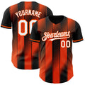 Custom Black White-Orange Gradient Classic Vertical Stripe Authentic Baseball Jersey