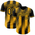 Custom Black-Gold Gradient Classic Vertical Stripe Authentic Baseball Jersey