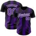 Custom Black Purple-White Gradient Classic Vertical Stripe Authentic Baseball Jersey