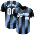 Custom Black White-Light Blue Gradient Classic Vertical Stripe Authentic Baseball Jersey
