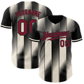 Custom Black Crimson-Cream Gradient Classic Vertical Stripe Authentic Baseball Jersey