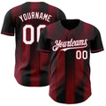 Custom Black White-Crimson Gradient Classic Vertical Stripe Authentic Baseball Jersey