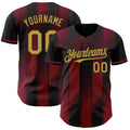 Custom Black Old Gold-Crimson Gradient Classic Vertical Stripe Authentic Baseball Jersey