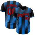Custom Black Red-Electric Blue Gradient Classic Vertical Stripe Authentic Baseball Jersey