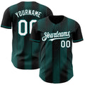 Custom Black White-Midnight Green Gradient Classic Vertical Stripe Authentic Baseball Jersey