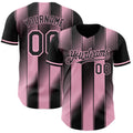 Custom Black-Light Pink Gradient Classic Vertical Stripe Authentic Baseball Jersey