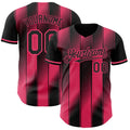 Custom Black-Neon Pink Gradient Classic Vertical Stripe Authentic Baseball Jersey