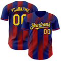 Custom Royal Yellow-Red Gradient Classic Vertical Stripe Authentic Baseball Jersey
