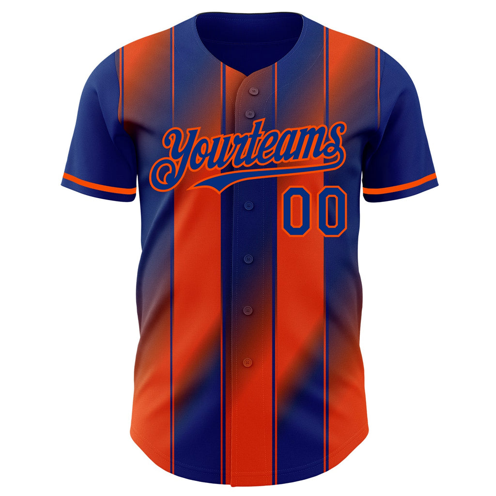 Custom Royal-Orange Gradient Classic Vertical Stripe Authentic Baseball Jersey