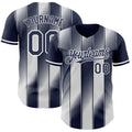 Custom Navy-White Gradient Classic Vertical Stripe Authentic Baseball Jersey