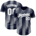 Custom Navy White-Gray Gradient Classic Vertical Stripe Authentic Baseball Jersey