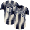Custom Navy Cream-Cream Gradient Classic Vertical Stripe Authentic Baseball Jersey