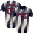 Custom Navy Crimson-Cream Gradient Classic Vertical Stripe Authentic Baseball Jersey