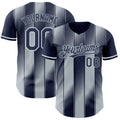 Custom Navy-Silver Gradient Classic Vertical Stripe Authentic Baseball Jersey