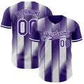 Custom Purple-White Gradient Classic Vertical Stripe Authentic Baseball Jersey
