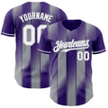 Custom Purple White-Gray Gradient Classic Vertical Stripe Authentic Baseball Jersey