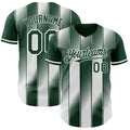 Custom Green-White Gradient Classic Vertical Stripe Authentic Baseball Jersey