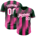 Custom Green White-Pink Gradient Classic Vertical Stripe Authentic Baseball Jersey