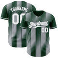 Custom Green White-Gray Gradient Classic Vertical Stripe Authentic Baseball Jersey