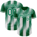 Custom Kelly Green-White Gradient Classic Vertical Stripe Authentic Baseball Jersey