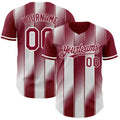 Custom Crimson-White Gradient Classic Vertical Stripe Authentic Baseball Jersey